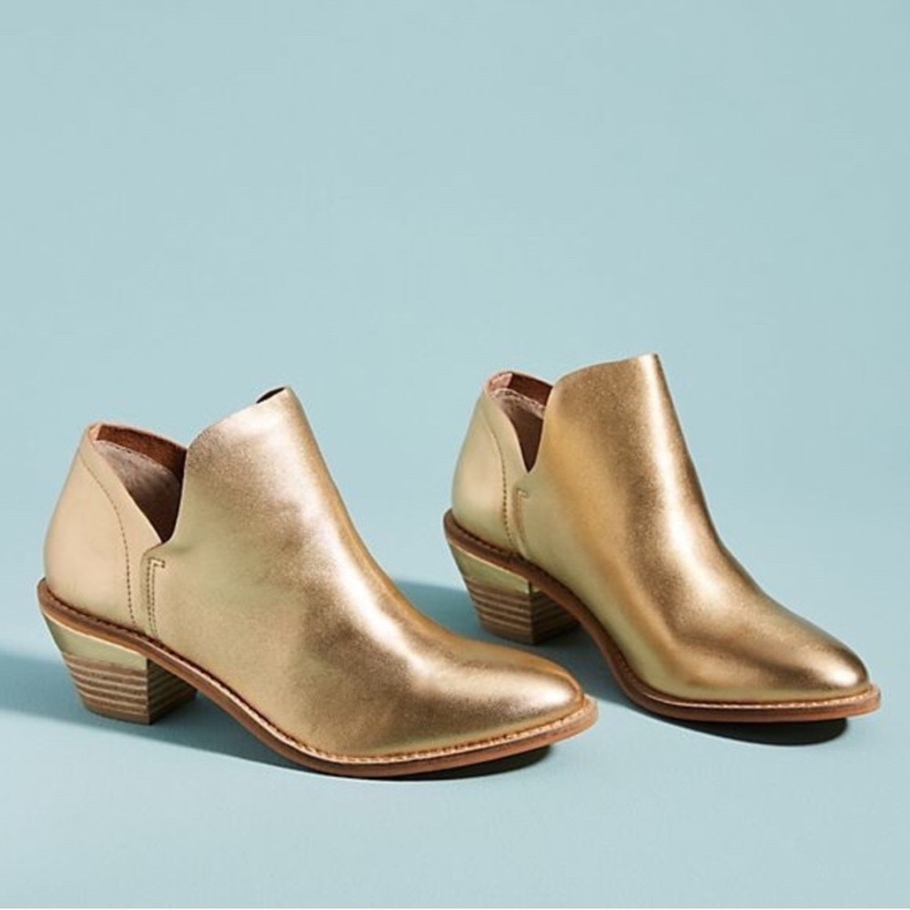 Kelsi Dagger gold ankle boots